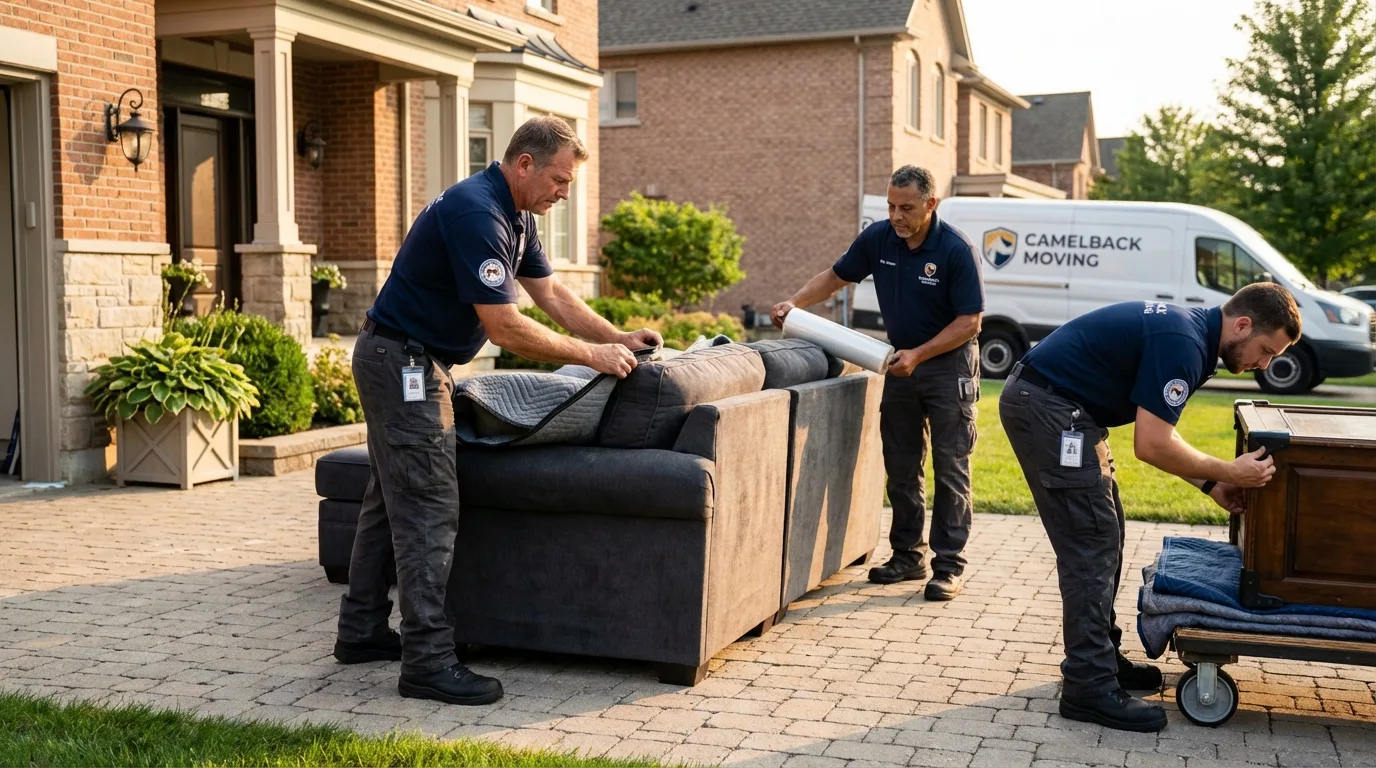 Large estate moving crew wrapping furniture in Vienna, WV